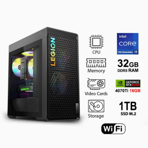 بي سي قيمنق لينوفو ليجون T5 المعالج انتل كور آي 9-14900F، الرامات 32 جيجابايت، سعة التخزين 1 تيرا بايت M.2 SSD، كرت الشاشة انفيديا جيفورس 16 جيجيا سوبر RTX 4070 Ti، واي فاي، ويندوز 11 هوم - رمادي