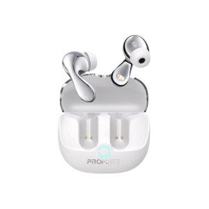 سماعة إيربودز بروميت Baton عالية الدقة، بلوتوث 5.4، خاصية إلغاء الضوضاء النشط و البيئية، بطارية تصل إلى 40 ساعة تشغيل، تحكم ذكي باللمس، وضع الشفافية، وضع الألعاب بدون تأخير، 4 ميكروفونات، مقاومة للماء - أبيض