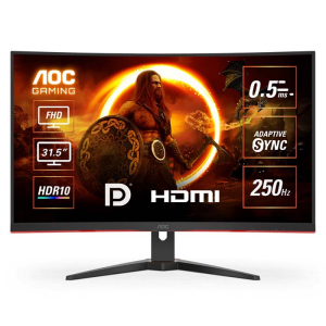 شاشة كمبيوتر الألعاب المنحنية C32G2ZE2 AOC بمقاس 31.5 بوصة فل اتش دي 1920X1080، اتش دي ار 10، تقنية العرض VA، معدل التحديث 250 هيرتز سرعة الاستجابة 0.5