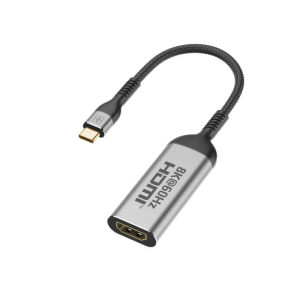 بروميت MediaCord-8K المحمول من USB-C إلى HDMI، معدل نقل بيانات 48 جيجابت في الثانية، يدعم إخراج فيديو بدقة 8K شاشة UHD - رمادي