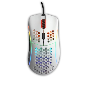 ماوس قيمنق جلورويس موديل D إضاءة RGB، دقة 12000 DPI، وزن خفيف، تقنية التوصيل USB - أبيض لامع
